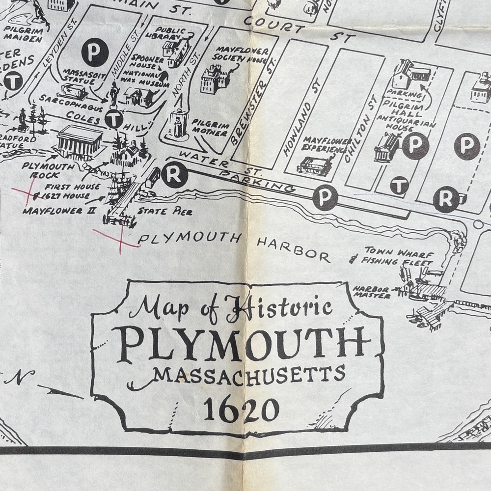 1973 Plymouth MA Map Plymouth Area Chamber of Commerce Tourism Memorabilia